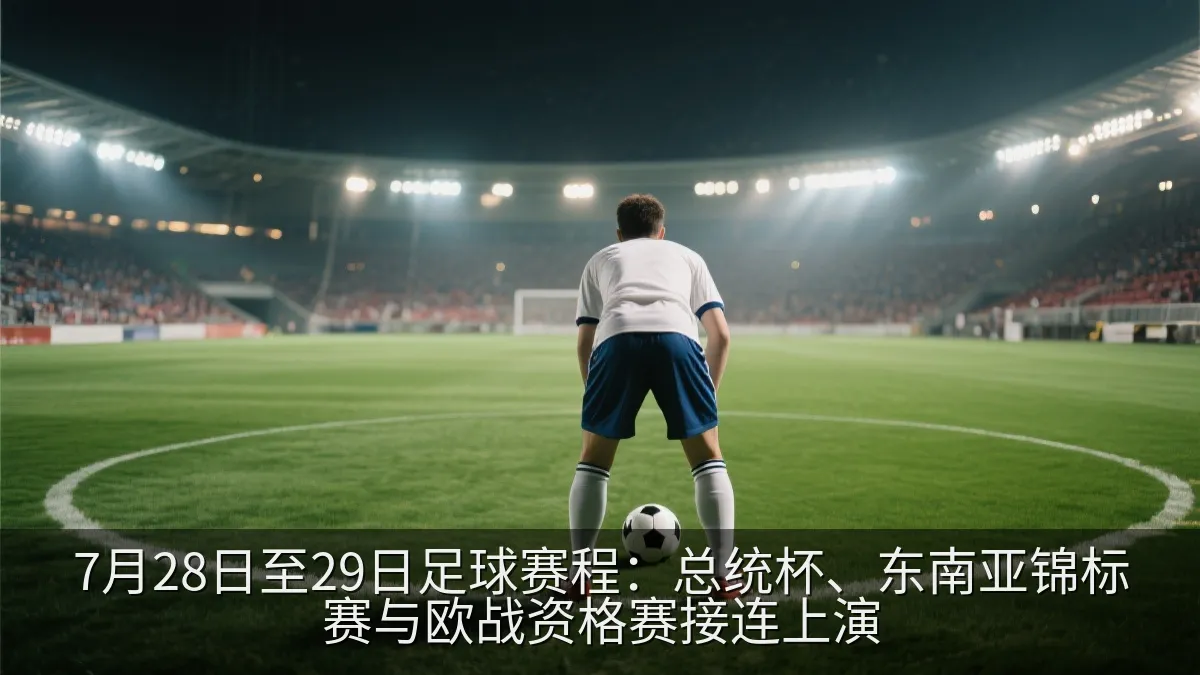 足球场上准备开球的比赛画面